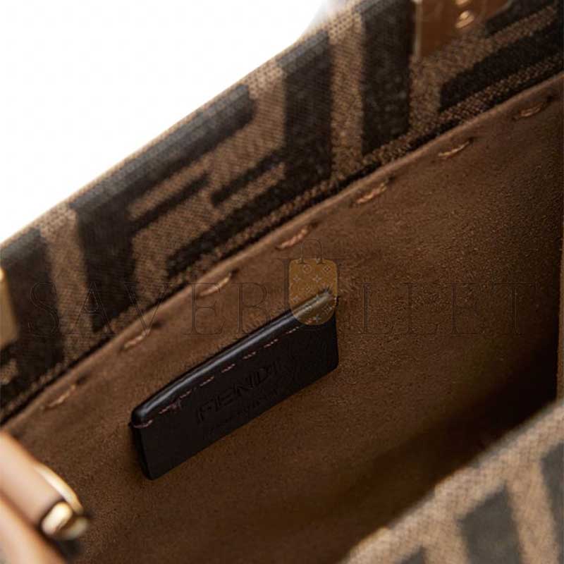 FENDI MINI SUNSHINE SHOPPER FABRIC BROWN 8BS051ALVXF1GE3 (18*14.5*6cm)
